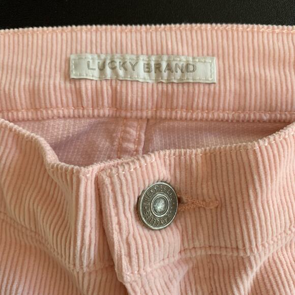 Lucky Brand Pants Women 8/29 Pink Corduroy Stretch Mid-Rise Crop Wide Leg Pocket - Picture 2 of 10